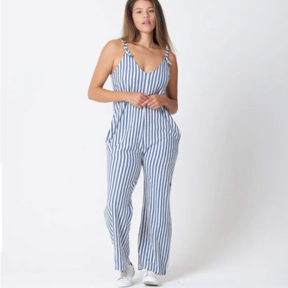 Natural by Known Supply‎ Blue Stripe Remy Jumpsuit sz large - Picture 10 of 10